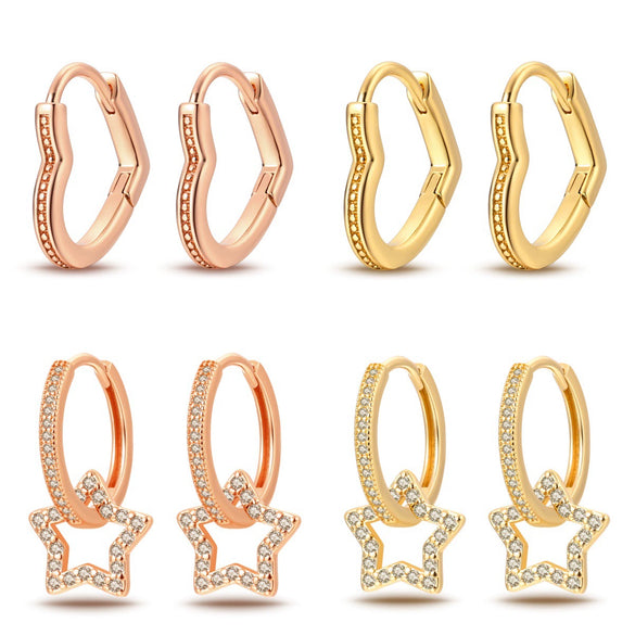 Wholesale Simple Heartshaped And Star Earrings Copper Silver Plated