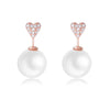 Wholesale Simple Heartshaped Diamondset Pearl Earrings For Women Made Of 925 Sterling Silver
