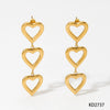 Wholesale Simple Heartshaped Stainless Steel Earrings With Long Tassel And Electroplating Design For Women