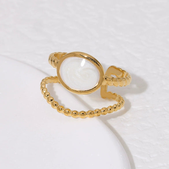 Wholesale Simple High End Geometric Stainless Steel Ring With Electroplating For Women