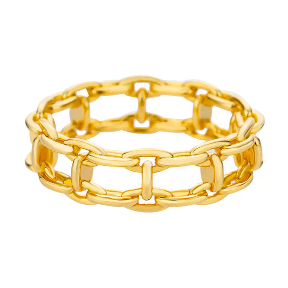 Wholesale Simple Hollow Geometric Stainless Steel 18K Gold Plated Unisex Ring Jewelry