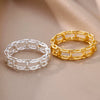 Wholesale Simple Hollow Geometric Stainless Steel 18K Gold Plated Unisex Ring Jewelry