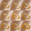 Wholesale Simple Hollow Geometric Stainless Steel 18K Gold Plated Unisex Ring Jewelry
