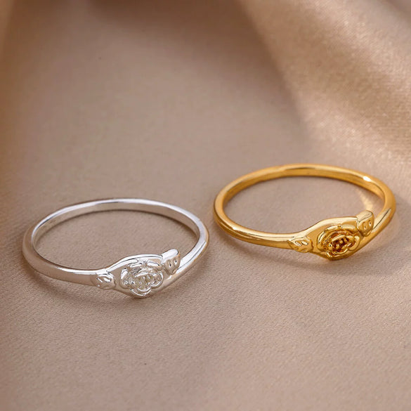 Wholesale Simple Hollow Geometric Stainless Steel 18K Gold Plated Unisex Ring Jewelry