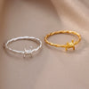 Wholesale Simple Hollow Geometric Stainless Steel 18K Gold Plated Unisex Ring Jewelry