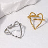 Wholesale Simple Hollow Heartd Open Female Titanium Steel Ring With Electroplating