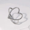 Wholesale Simple Hollow Heartd Open Female Titanium Steel Ring With Electroplating
