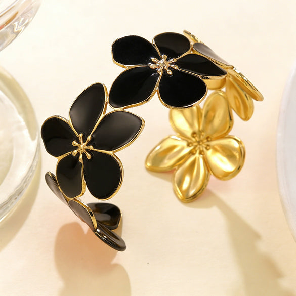 Wholesale Simple Hydraulic Pressure Stainless Steel Flower Oildrip Bracelet Jewelry Accessories