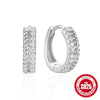 Wholesale Simple Ins Style S925 Sterling Silver Double Row Luxury Diamond Earring With Geometric Pattern And Electroplating For Women