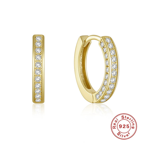 Wholesale Simple Ins Style S925 Sterling Silver Double Row Luxury Diamond Earring With Geometric Pattern And Electroplating For Women