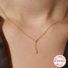 Wholesale Simple Ins Style S925 Sterling Silver Y Shaped Diamond Zircon Tassel Pendant Necklace With Electroplating For Women
