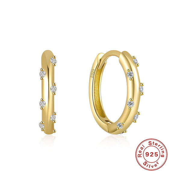 Wholesale Simple Ins Style Sterling Silver Geometric Zircon Earrings With Electroplating For Women