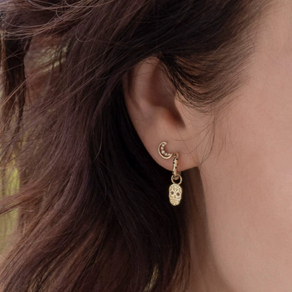 Wholesale Simple Ins Style Sterling Silver Geometric Zircon Earrings With Electroplating For Women