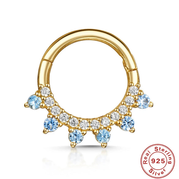 Wholesale Simple Ins Style Sterling Silver 925 Human Body Puncture Cartilage Round Nose Ring Open Ring With Electroplating And Geometric Design