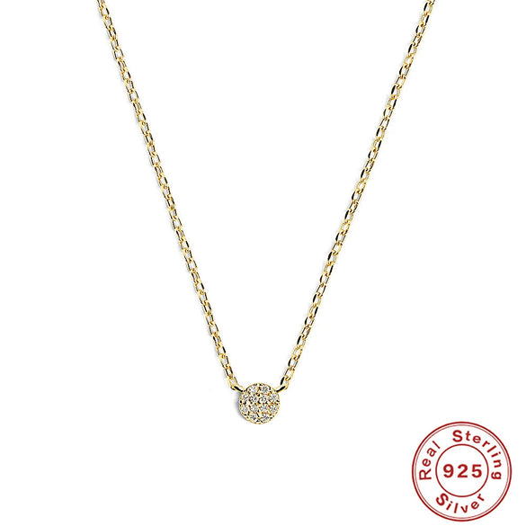 Wholesale Simple Ins Style 925 Sterling Silver Round Diamondencrusted Geometric Ochain Women's Collarbone Necklace With Electroplating