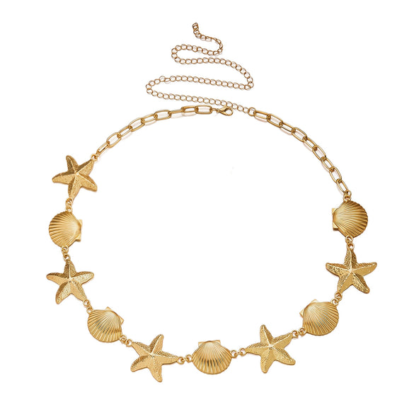 Wholesale Simple Iron Waist Chain With Starfish Shell Flower Design For Women