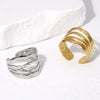 Wholesale Simple Irregular Female Stainless Steel Ring With 18K Gold Plated Electroplating And Geometric Design