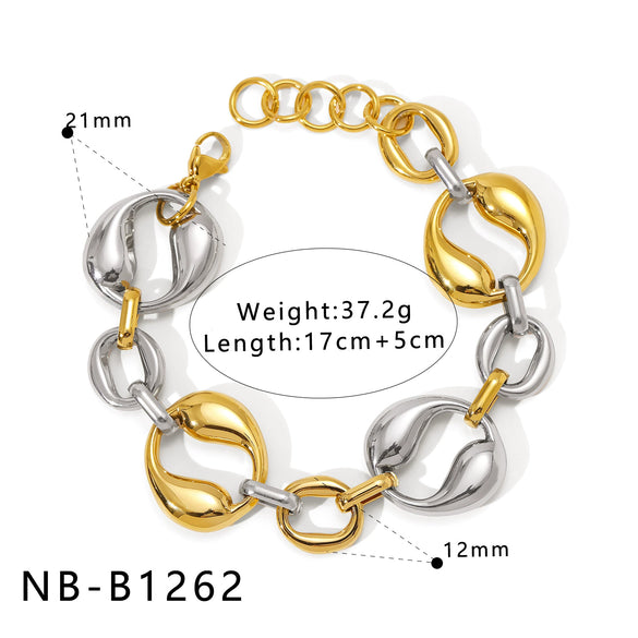Wholesale Simple Irregular Geometric Heart Fivepointed Star Moon Pendant 18K Vacuum Plated Stainless Steel Unisex Bracelet