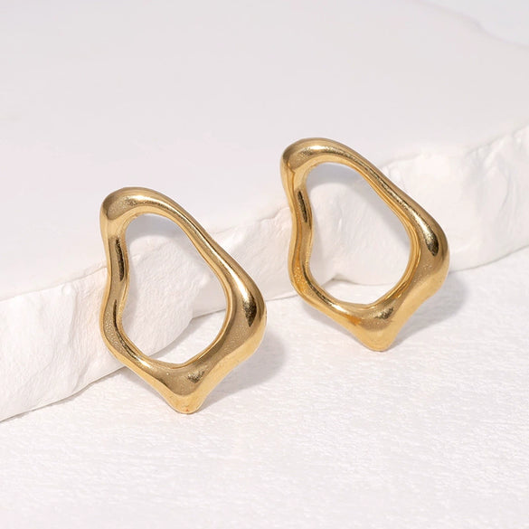 Wholesale Simple Irregular Geometric Heart Rhombus Stainless Steel Titanium Steel Earrings For Women With Electroplating