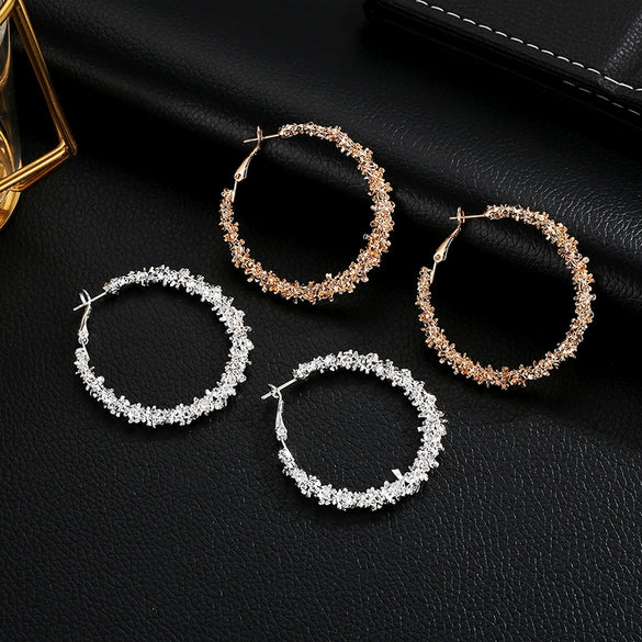 Wholesale Simple Irregular Spiny Circle Alloy Earrings With Electroplating Geometric Design For Women