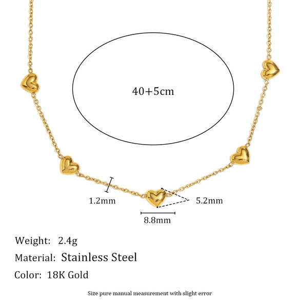 Wholesale Simple Joker Heart Shaped Jewelry Stainless Steel 18K Gold Plated For Women