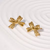 Wholesale Simple 18K Gold Electroplated Stainless Steel Bow Tie Earrings For Women