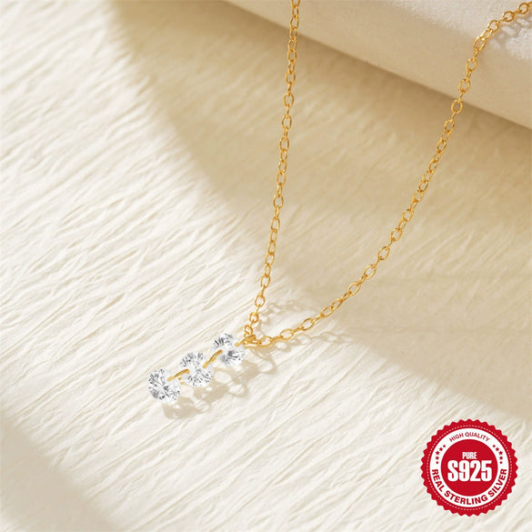 Wholesale Simple Ladies Clavicle Necklace In Geometric Design Made Of S925 Sterling Silver With Zircon Inlay