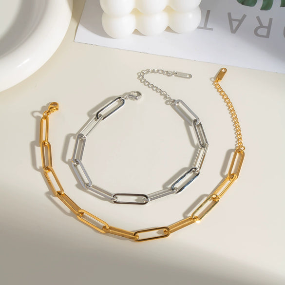 Wholesale Simple Ladies Stainless Steel Cross Chain Bracelet With Pvd Furnace Vacuum Real Gold Plating And Niche Geometric Design