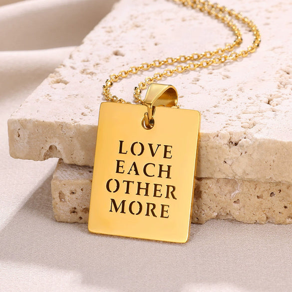 Wholesale Simple Letter Glossy Stainless Steel Necklace With Electroplating Fashionable Retro Love Design