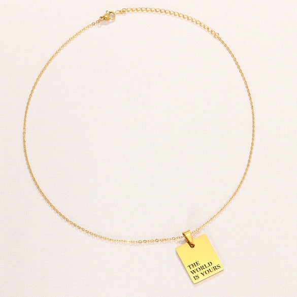 Wholesale Simple Letter Glossy Stainless Steel Necklace With Electroplating Fashionable Retro Love Design