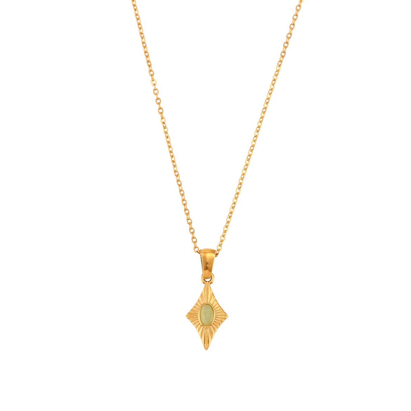 Wholesale Simple Light Luxury Allmatch Sweater Chain Jewelry With Heartshaped Artificial Opal Pendant Necklace Stainless Steel Geometric Pattern Electroplating For Women