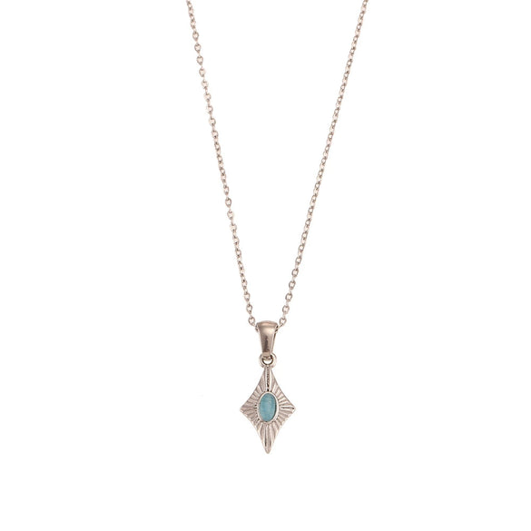 Wholesale Simple Light Luxury Allmatch Sweater Chain Jewelry With Heartshaped Artificial Opal Pendant Necklace Stainless Steel Geometric Pattern Electroplating For Women