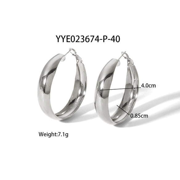 Wholesale Simple Light Luxury Arc Ring Earrings In Stainless Steel With Geometric Design And Pvd Furnace Real Gold Electroplating For Women
