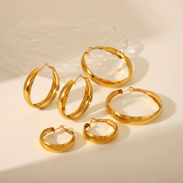 Wholesale Simple Light Luxury Arc Ring Earrings In Stainless Steel With Geometric Design And Pvd Furnace Real Gold Electroplating For Women