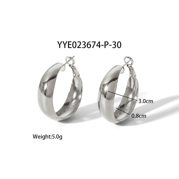 Wholesale Simple Light Luxury Arc Ring Earrings In Stainless Steel With Geometric Design And Pvd Furnace Real Gold Electroplating For Women