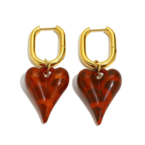 Wholesale Simple Light Luxury Geometric Heart Shaped Stainless Steel Electroplated Long Ushaped Earrings For Women