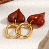 Wholesale Simple Light Luxury Geometric Heart Shaped Stainless Steel Electroplated Long Ushaped Earrings For Women