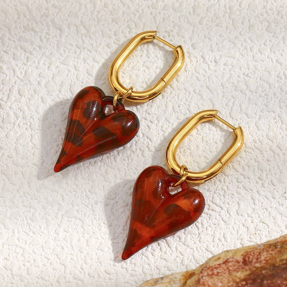 Wholesale Simple Light Luxury Geometric Heart Shaped Stainless Steel Electroplated Long Ushaped Earrings For Women