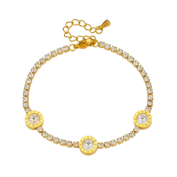 Wholesale Simple Light Luxury Geometric Titanium Steel Bracelet With Diamond Embedded And Electroplating Treatment