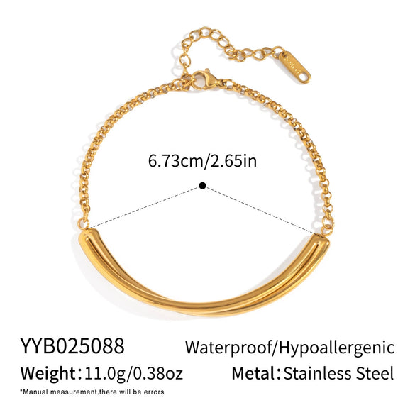 Wholesale Simple Light Luxury Geometric Titanium Steel Bracelet With Pvd Vacuum Real Gold Electroplating For Girls And Women