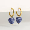 Wholesale Simple Light Luxury Heart Pendant Earrings Copper Electroplated Natural Stone Jewelry