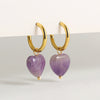 Wholesale Simple Light Luxury Heart Pendant Earrings Copper Electroplated Natural Stone Jewelry