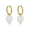 Wholesale Simple Light Luxury Heart Pendant Earrings Copper Electroplated Natural Stone Jewelry