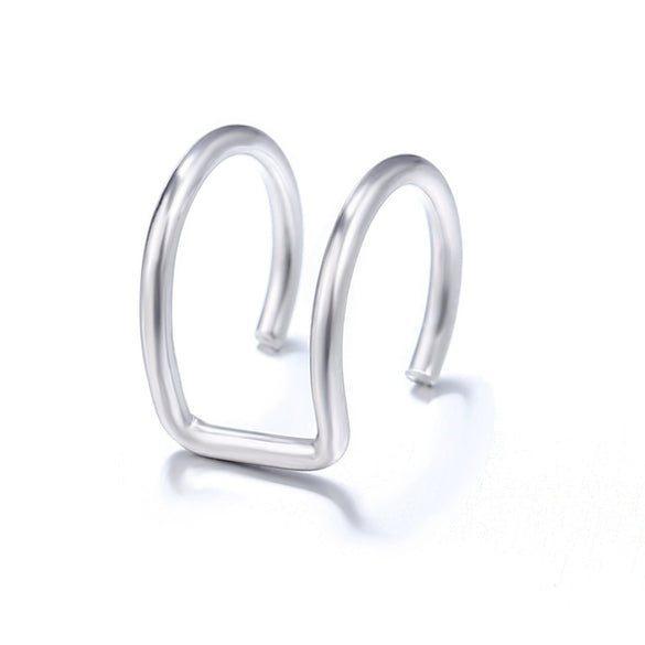 Wholesale Simple Lines Diamond Double C And Double U Shaped Ear Clips For Women And Unisex Made Of Alloy With Rhinestone Design