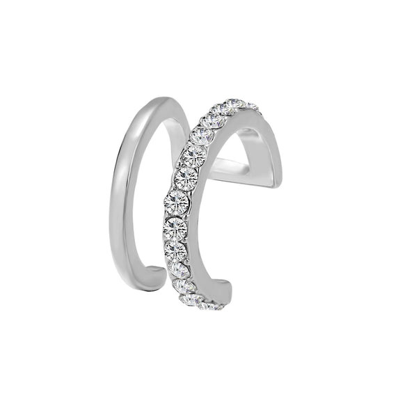 Wholesale Simple Lines Diamond Double C And Double U Shaped Ear Clips For Women And Unisex Made Of Alloy With Rhinestone Design