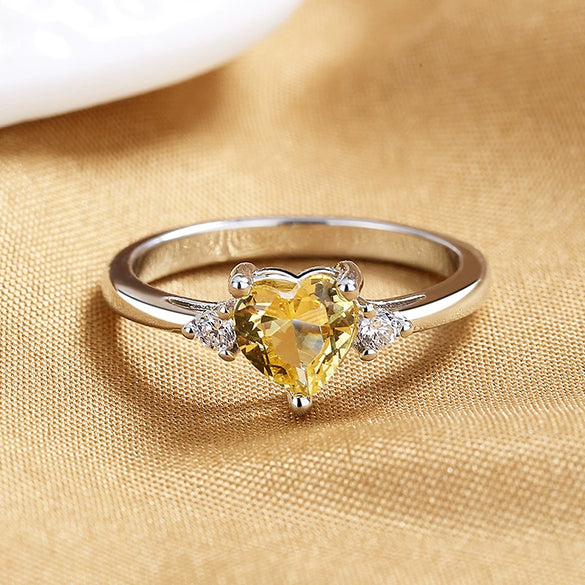 Wholesale Simple Love Niche Style Heartshaped Copper Zircon Ring For Women