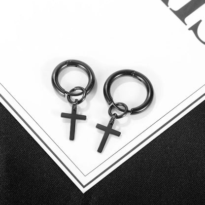 Wholesale Simple Men's Titanium Steel Cross Earrings