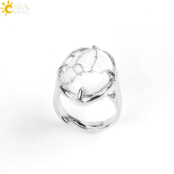 Wholesale Simple Metal Jewelry With Natural Crystal And Copper Oval Air Claw Ring