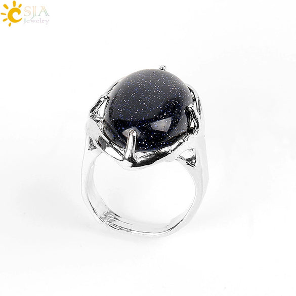 Wholesale Simple Metal Jewelry With Natural Crystal And Copper Oval Air Claw Ring