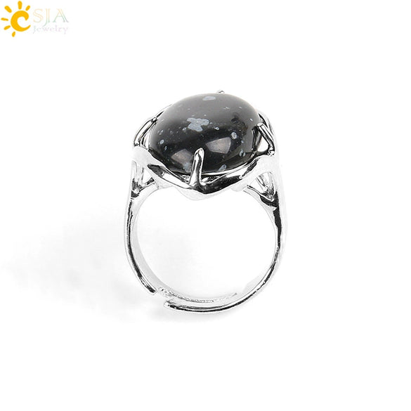Wholesale Simple Metal Jewelry With Natural Crystal And Copper Oval Air Claw Ring